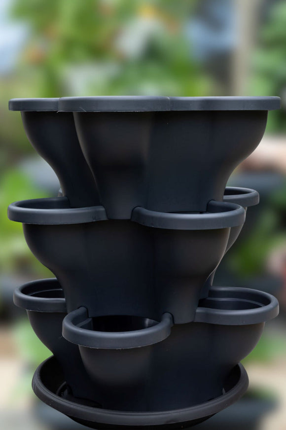 NNEDSZ Single 3 Tier Extra Large Verandah Planter - Charcoal