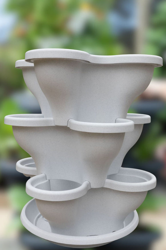 NNEDSZ Single 3 Tier Extra Large Verandah Planter - Stone White