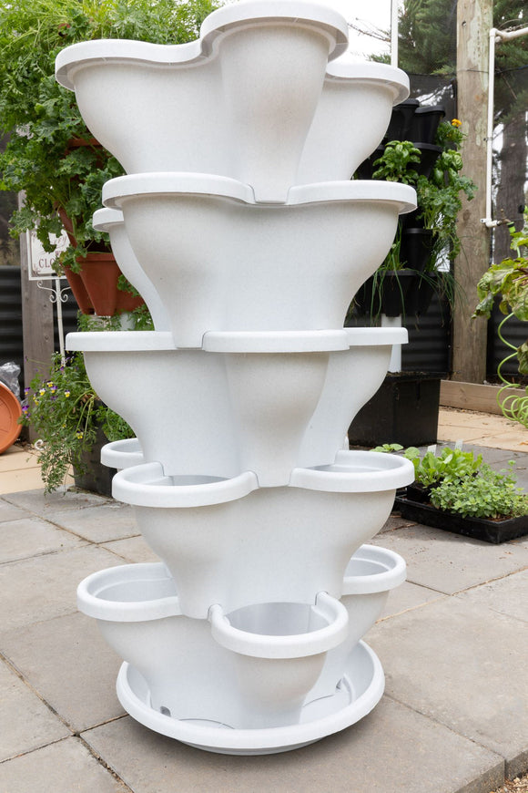 NNEDSZ Single 5 Tier Extra Large Verandah Planter - Stone White