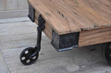 NNEDSZ OLD RAILWAY SLEEPER INDUSTRIAL CART COFFEE TABLE