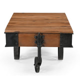 NNEDSZ OLD RAILWAY SLEEPER INDUSTRIAL CART COFFEE TABLE
