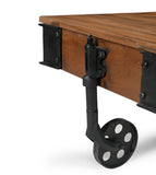 NNEDSZ OLD RAILWAY SLEEPER INDUSTRIAL CART COFFEE TABLE