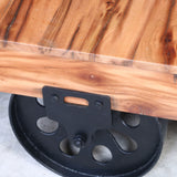 NNEDSZ OLD RAILWAY SLEEPER INDUSTRIAL CART COFFEE TABLE