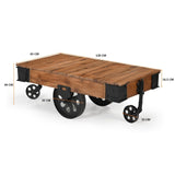 NNEDSZ OLD RAILWAY SLEEPER INDUSTRIAL CART COFFEE TABLE
