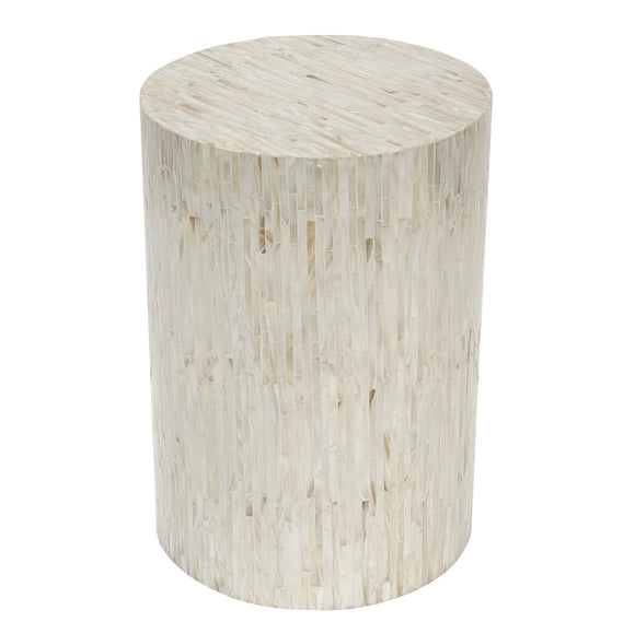 NNEDSZ ALPINE MOTHER OF PEARL HAND MADE STOOL/SIDE TABLE