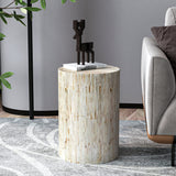 NNEDSZ ALPINE MOTHER OF PEARL HAND MADE STOOL/SIDE TABLE