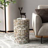 NNEDSZ JONAH MOTHER OF PEARL HAND MADE STOOL/SIDE TABLE