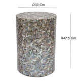 NNEDSZ JONAH MOTHER OF PEARL HAND MADE STOOL/SIDE TABLE