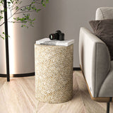 NNEDSZ GOLDIE CIRCULAR MOTHER OF PEARL STOOL/SIDE TABLE