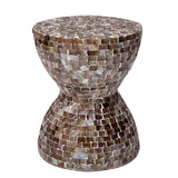 NNEDSZ TONED MOTHER OF PEARL STOOL/SIDE TABLE