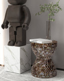 NNEDSZ TONED MOTHER OF PEARL STOOL/SIDE TABLE