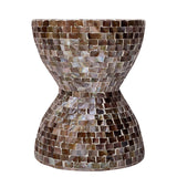 NNEDSZ TONED MOTHER OF PEARL STOOL/SIDE TABLE