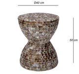 NNEDSZ TONED MOTHER OF PEARL STOOL/SIDE TABLE