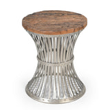 NNEDSZ INVERTED WOOD AND IRON SIDE TABLE