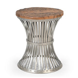 NNEDSZ INVERTED WOOD AND IRON SIDE TABLE