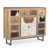 NNEDSZ COWHIDE PATCHWORK CHEST OF DRAWERS