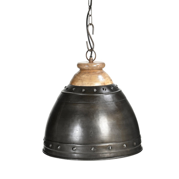 NNEDSZ WASHED IRON AND WOOD LAMPSHADE