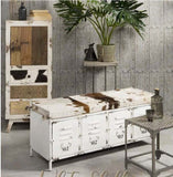 NNEDSZ COWHIDE IRON LOCKER BENCH