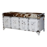 NNEDSZ COWHIDE IRON LOCKER BENCH