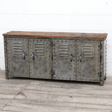 NNEDSZ VINTAGE IRON LOCKER SIDEBOARD WITH RECLAIMED RAILWAY SLEEPER WOOD