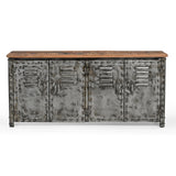 NNEDSZ VINTAGE IRON LOCKER SIDEBOARD WITH RECLAIMED RAILWAY SLEEPER WOOD