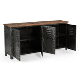 NNEDSZ VINTAGE IRON LOCKER SIDEBOARD WITH RECLAIMED RAILWAY SLEEPER WOOD