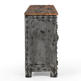 NNEDSZ VINTAGE IRON LOCKER SIDEBOARD WITH RECLAIMED RAILWAY SLEEPER WOOD