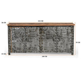 NNEDSZ VINTAGE IRON LOCKER SIDEBOARD WITH RECLAIMED RAILWAY SLEEPER WOOD