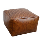 NNEDSZ SQUARE LATTICED LEATHER OTTOMAN