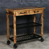 NNEDSZ HARDWOOD BUTLERS TROLLEY ON WHEELS DISTRESSED FINISH