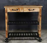 NNEDSZ HARDWOOD BUTLERS TROLLEY ON WHEELS DISTRESSED FINISH