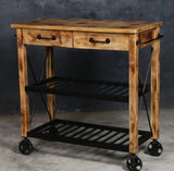 NNEDSZ HARDWOOD BUTLERS TROLLEY ON WHEELS DISTRESSED FINISH