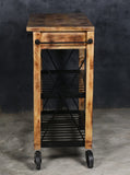NNEDSZ HARDWOOD BUTLERS TROLLEY ON WHEELS DISTRESSED FINISH