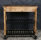NNEDSZ HARDWOOD BUTLERS TROLLEY ON WHEELS DISTRESSED FINISH