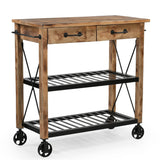 NNEDSZ HARDWOOD BUTLERS TROLLEY ON WHEELS DISTRESSED FINISH