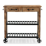 NNEDSZ HARDWOOD BUTLERS TROLLEY ON WHEELS DISTRESSED FINISH