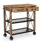 NNEDSZ HARDWOOD BUTLERS TROLLEY ON WHEELS DISTRESSED FINISH