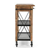 NNEDSZ HARDWOOD BUTLERS TROLLEY ON WHEELS DISTRESSED FINISH