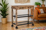 NNEDSZ HARDWOOD BUTLERS TROLLEY ON WHEELS DISTRESSED FINISH