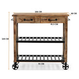 NNEDSZ HARDWOOD BUTLERS TROLLEY ON WHEELS DISTRESSED FINISH