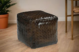 NNEDSZ GENUINE LEATHER LATTICE OTTOMAN