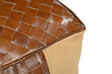 NNEDSZ GENUINE LEATHER AND CANVAS OTTOMAN