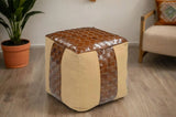 NNEDSZ GENUINE LEATHER AND CANVAS OTTOMAN
