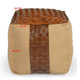 NNEDSZ GENUINE LEATHER AND CANVAS OTTOMAN