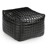 NNEDSZ SLEEK BLACK LEATHER OTTOMAN