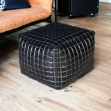 NNEDSZ SLEEK BLACK LEATHER OTTOMAN