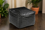 NNEDSZ SLEEK BLACK LEATHER OTTOMAN