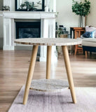 NNEDSZ MOTHER OF PEARL MOSAIC HARMONY TW0-TIERED SIDE TABLE