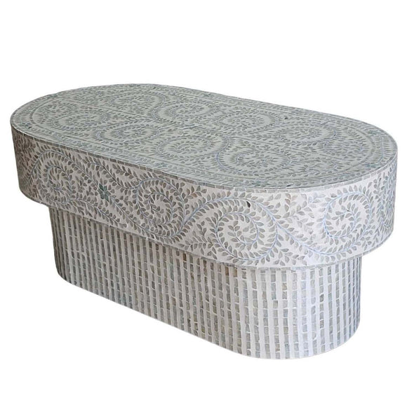 NNEDSZ MOTHER OF PEARL SERENITY OVAL PEARL COFFEE TABLE
