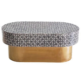 NNEDSZ MOTHER OF PEARL EBONY MOSAIC OVAL COFFEE TABLE